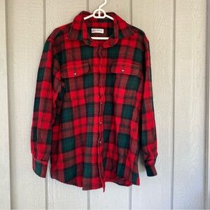 Ben Silver Red and Green Wool Plaid Men's Casual Shirt